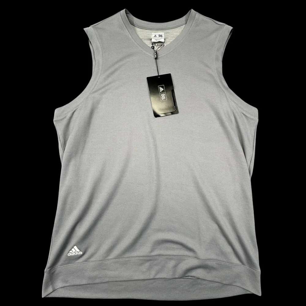 Adidas Golf Sweatshirt Vest Layer Mens L Cinder Grey‎ Relaxed Fit Sleeveless NEW